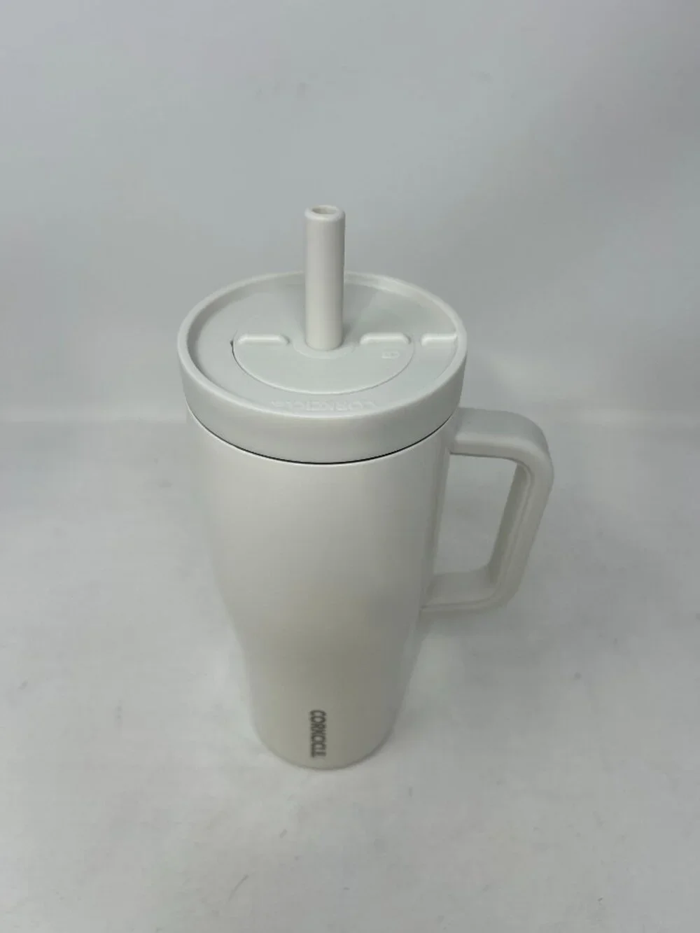 Corkcicle Gloss Oat Milk Travel Tumbler Handle & Straw - White Cruiser 22 Ounce